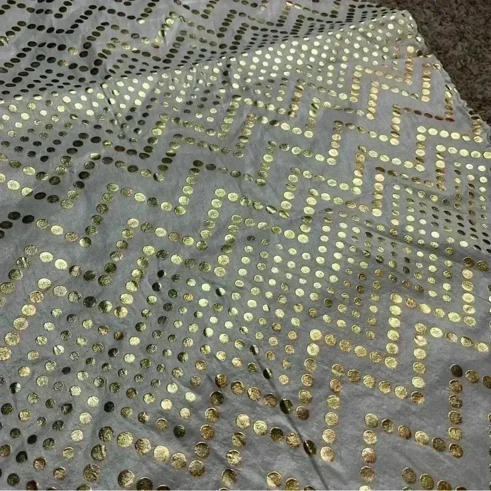 Max Studio Tree Skirt Holiday Christmas Cream Gold Dots Tie Closure‎ 52” NWT